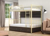 ДВУХЪЯРУСНАЯ МЕТАЛЛИЧЕСКАЯ КРОВАТЬ ВАЛЕНСИЯ 120 С ПОЛКАМИ И ЯЩИКАМИ