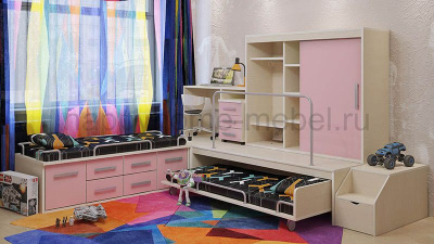 ПОДИУМНЫЙ КОМПЛЕКС FELICITA KIDS 2 + КОМОД-КРОВАТЬ 2.2 + СТОЛ 2.3 + ПОДИУМ 2.4 + ТУМБА 3.6