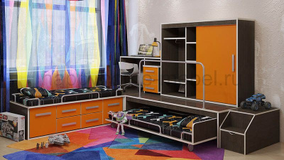 ПОДИУМНЫЙ КОМПЛЕКС FELICITA KIDS 2 + КОМОД-КРОВАТЬ 2.2 + СТОЛ 2.3 + ПОДИУМ 2.4 + ТУМБА 3.6