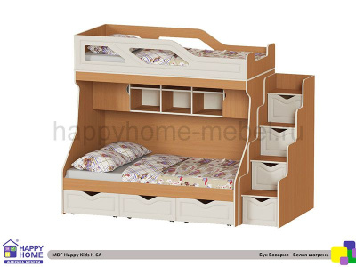 ДВУХЪЯРУСНАЯ КРОВАТЬ HAPPY KIDS K-6А МДФ SIDE-3 190