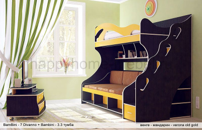 ДВУХЪЯРУСНАЯ КРОВАТЬ BAMBINI DIVANNO 7 + ТУМБА 3.3