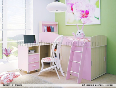 НИЗКАЯ КРОВАТЬ-ЧЕРДАК BAMBINI 31 CLASSIC