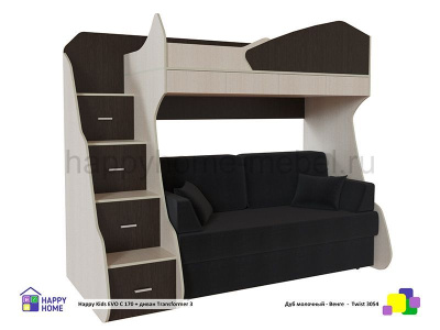 Кровать-чердак с диваном Happy kids Evo 170