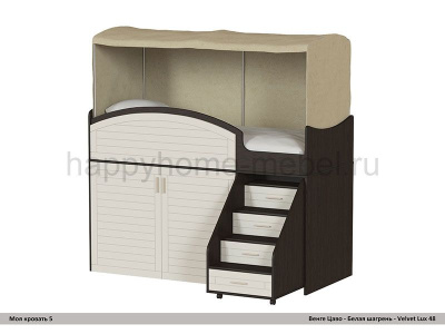 ДЕТСКАЯ КРОВАТЬ-ЧЕРДАК 160 Х 70 МОЯ КРОВАТЬ - 5 (С БАЛДАХИНОМ)