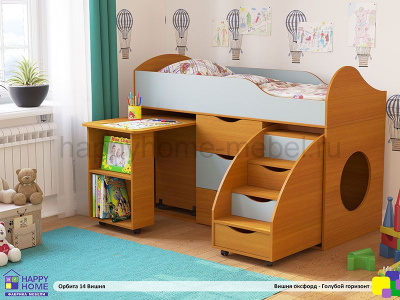 КРОВАТЬ-ЧЕРДАК ОРБИТА 14  (КОРПУС - ВИШНЯ ОКСФОРД)