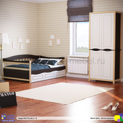 КРОВАТЬ HAPPY KIDS PICCOLA 2 + ЧЕТЫРЕХСТВОРЧАТЫЙ ДВУХСЕКЦИОННЫЙ ШКАФ PICCOLA 8