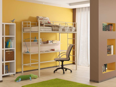 ДЕТСКАЯ МЕТАЛЛИЧЕСКАЯ КРОВАТЬ-ЧЕРДАК АМСТЕРДАМ 190Х90