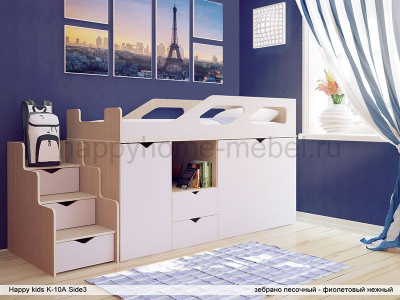 НИЗКАЯ КРОВАТЬ-ЧЕРДАК HAPPY KIDS K-10А С БОРТОМ SIDE-3