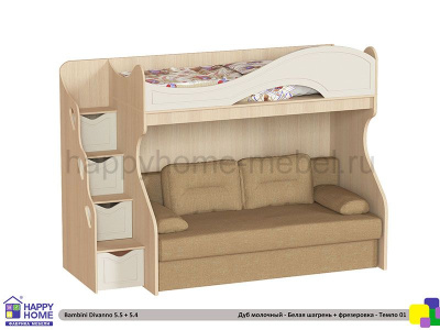 ДВУХЪЯРУСНАЯ КРОВАТЬ С ДИВАНОМ BAMBINI DIVANNO 5 MDF TEMPO
