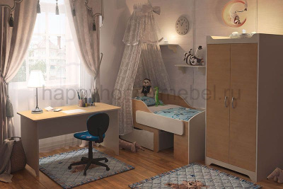 РАЗДВИЖНАЯ КРОВАТКА BAMBINI 01.2 + ШКАФ 01.3 + СТОЛ 01.4 + ПОЛКА 02.5 - 2 ШТ.  (ОТ 0+)