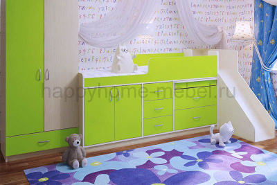 КРОВАТЬ-ЧЕРДАК BAMBINI 14 + ГОРКА 13.2 + ШКАФ BS2