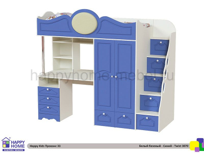 КРОВАТЬ - ЧЕРДАК С РАБОЧЕЙ ЗОНОЙ HAPPY KIDS ПРОВАНС 33 170Х80