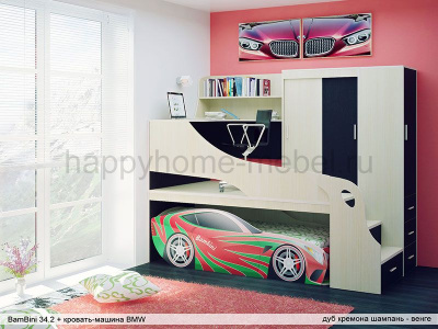 ПОДИУМНЫЙ КОМПЛЕКС BAMBINI 34.1 + КРОВАТЬ-МАШИНА BMW