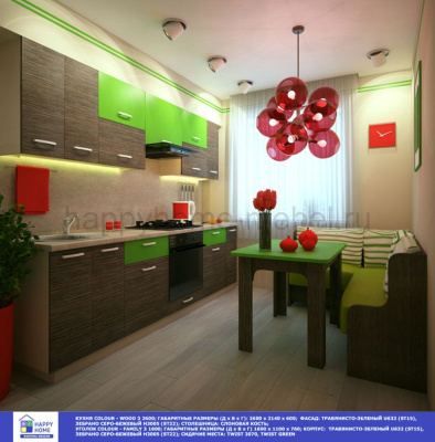 ГОТОВАЯ ПРЯМАЯ КУХНЯ СOLOR WOOD 3 2600 (ВЫБОР ЦВЕТА)