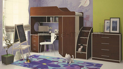 КРОВАТЬ-ЧЕРДАК ОРБИТА 7 + ЛЕСТНИЦА + КОМОД