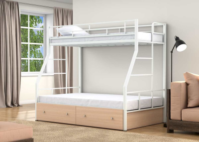 ДВУХЪЯРУСНАЯ МЕТАЛЛИЧЕСКАЯ КРОВАТЬ РАУТА ТВИСТ С ЯЩИКАМИ