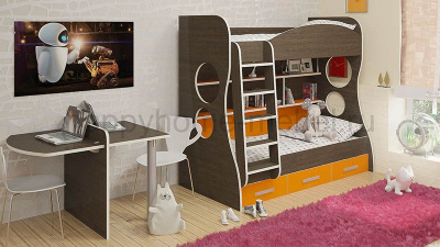 ДВУХЪЯРУСНАЯ КРОВАТЬ FELICITA KIDS 1 + СТОЛ 2.1
