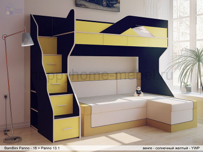 ДВУХЪЯРУСНАЯ КРОВАТЬ С УГЛОВЫМ ДИВАНОМ BAMBINI PANNO 16.13.1
