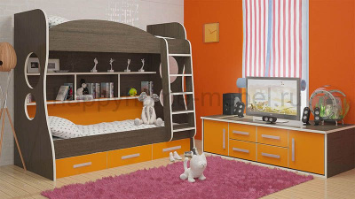 ДВУХЪЯРУСНАЯ КРОВАТЬ FELICITA KIDS 1 + КОМОД 2.2