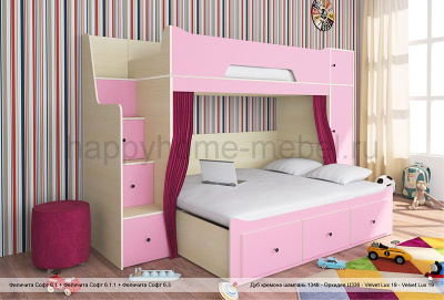 ДВУХЪЯРУСНАЯ КРОВАТЬ С РАЗДВИЖНОЙ КРОВАТЬЮ FELICITA SOFT 6 MDF
