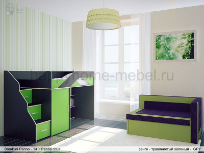 НИЗКАЯ ДВУХЪЯРУСНАЯ КРОВАТЬ С ТАХТОЙ BAMBINI PANNO 14.11.1