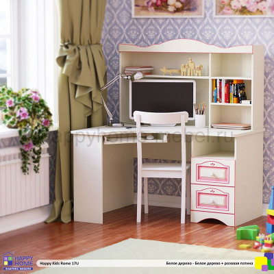 УГЛОВОЙ КОМПЬЮТЕРНЫЙ СТОЛ С НАДСТРОЙКОЙ HAPPY KIDS ROME 17U