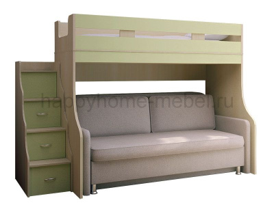 ДВУХЪЯРУСНАЯ КРОВАТЬ-ЧЕРДАК С ДИВАНОМ ОРБИТА SOFT 2А