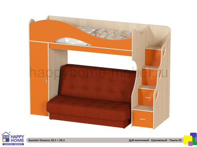 ДВУХЪЯРУСНАЯ КРОВАТЬ С ДИВАНОМ BAMBINI DIVANNO 28 TEMPO