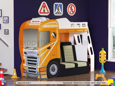 ДВУХЪЯРУСНАЯ КРОВАТЬ С ДИВАНОМ - MEGATRUCK 180Х80 (HAPPY KIDS AUTO 7)
