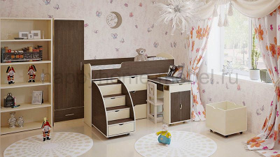 КРОВАТЬ-ЧЕРДАК BAMBINI 9 + ШКАФ BS1 + СТЕЛЛАЖ BST