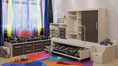 ПОДИУМНЫЙ КОМПЛЕКС FELICITA KIDS 2 + КОМОД-КРОВАТЬ 2.2 + СТОЛ 2.3 + ПОДИУМ 2.4 + ТУМБА 3.6