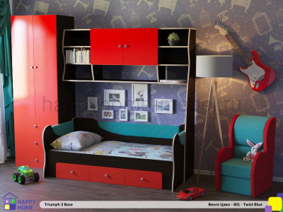 ДЕТСКАЯ СТЕНКА С РАЗДВИЖНОЙ КРОВАТЬЮ ТРИУМФ -3 (БАЗОВАЯ КОМПЛЕКТАЦИЯ)