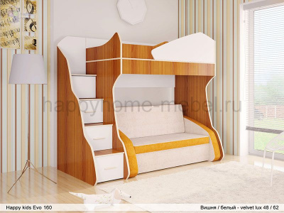 КРОВАТЬ-ЧЕРДАК С ДИВАНОМ HAPPY KIDS EVO 160