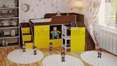 КРОВАТЬ-ЧЕРДАК BAMBINI 13 + ЛЕСТНИЦА 13.1 + ГОРКА 13.2