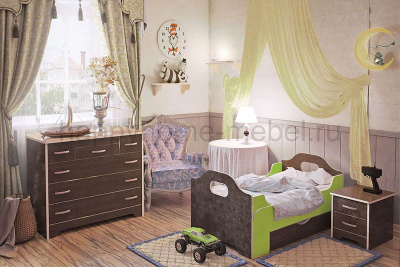 РАЗДВИЖНАЯ КРОВАТКА BAMBINI 03.2 + КОМОД 02.3 + ТУМБА 02.4 + ПОЛКА 02.5 - 2 ШТ. (ОТ 0+)