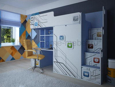 Кровать-чердак Felicita Trend M-1 для мальчика 3-12 лет