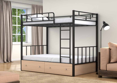 ДВУХЪЯРУСНАЯ МЕТАЛЛИЧЕСКАЯ КРОВАТЬ ВАЛЕНСИЯ 120 С ЯЩИКАМИ