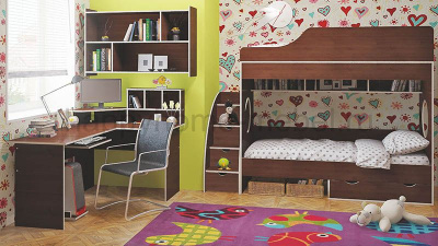 ДВУХЪЯРУСНАЯ КРОВАТЬ ОРБИТА 5 + ЛЕСТНИЦА + СТОЛ + ПОЛКА