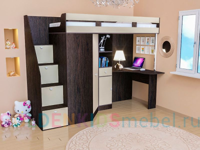 КРОВАТЬ-ЧЕРДАК GOLDEN KIDS 6 (СО ШКАФОМ И РАБОЧИМ МЕСТОМ)