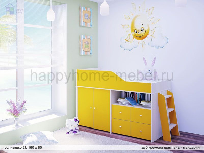 КРОВАТЬ-ЧЕРДАК РАДУГА СОЛНЫШКО 2L