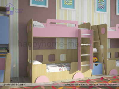 НИЗКАЯ ДВУХЪЯРУСНАЯ КРОВАТЬ ОРБИТА STEP B5 (АВТОБУС)