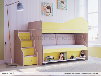 ДВУХЪЯРУСНАЯ КРОВАТЬ С ДИВАНОМ ОРБИТА 14 SOFT
