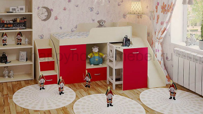 КРОВАТЬ-ЧЕРДАК BAMBINI 13 + ЛЕСТНИЦА 13.1 + ГОРКА 13.2