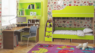 ДВУХЪЯРУСНАЯ КРОВАТЬ ОРБИТА 5 + ЛЕСТНИЦА + СТОЛ + ПОЛКА