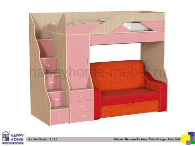 ДВУХЪЯРУСНАЯ КРОВАТЬ С ДИВАНОМ BAMBINI PANNO 15.12.1