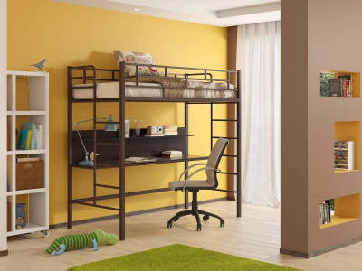 ДЕТСКАЯ МЕТАЛЛИЧЕСКАЯ КРОВАТЬ-ЧЕРДАК АМСТЕРДАМ 190Х90