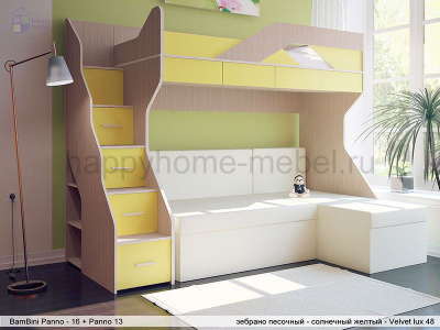 ДВУХЪЯРУСНАЯ КРОВАТЬ С УГЛОВЫМ ДИВАНОМ BAMBINI PANNO 16.13