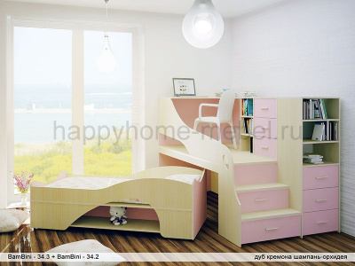 ПОДИУМНЫЙ КОМПЛЕКС BAMBINI 34.3 + КРОВАТЬ BAMBINI 34.2