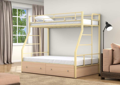 ДВУХЪЯРУСНАЯ МЕТАЛЛИЧЕСКАЯ КРОВАТЬ РАУТА ТВИСТ С ЯЩИКАМИ