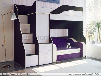 ДВУХЪЯРУСНАЯ КРОВАТЬ С ДИВАНОМ BAMBINI PANNO 15.12.1